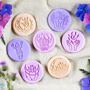 Boho Moon Lotus Stamp I Polymer Clay Stamp I Pottery Stamp I Polymer Clay Tool I Stamps for Pottery Tools I Texturio Embossing Stamp image 4