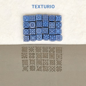 Texturio 陶器スタンプ、ポリマー粘土ツール、石鹸スタンプ、粘土彫刻陶器ツール、粘土テクスチャスタンプ、小さなメキシコ柄スタンプセット