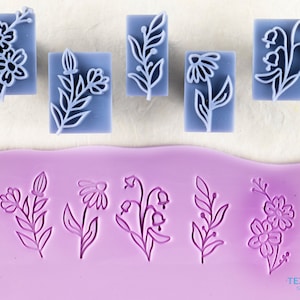 Flower Polymer Clay Stamp I Pottery stamp I Polymer Clay Tools I Clay stamps for pottery tools I  Texturio Clay Embossing Stamp