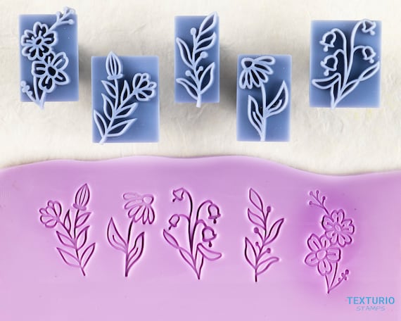 Flower Polymer Clay Stamp I Pottery Stamp I Polymer Clay Tools I Clay Stamps  for Pottery Tools I Texturio Clay Embossing Stamp 