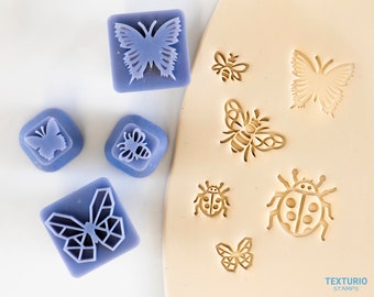 Bee Stamp, Butterfly Stamp I Pottery Stamp Set I Polymer Clay Stamp I Embossing Stamp I Polymer Clay Tools I Pottery Tools I Texture Stamps