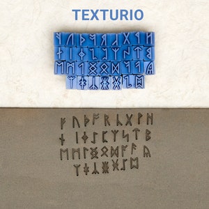 Timbri di ceramica Texturio, strumenti di argilla polimerica, timbro di sapone, strumenti di ceramica per scolpire l'argilla, timbri di texture di argilla, set di francobolli di rune vichinghe 34 pezzi