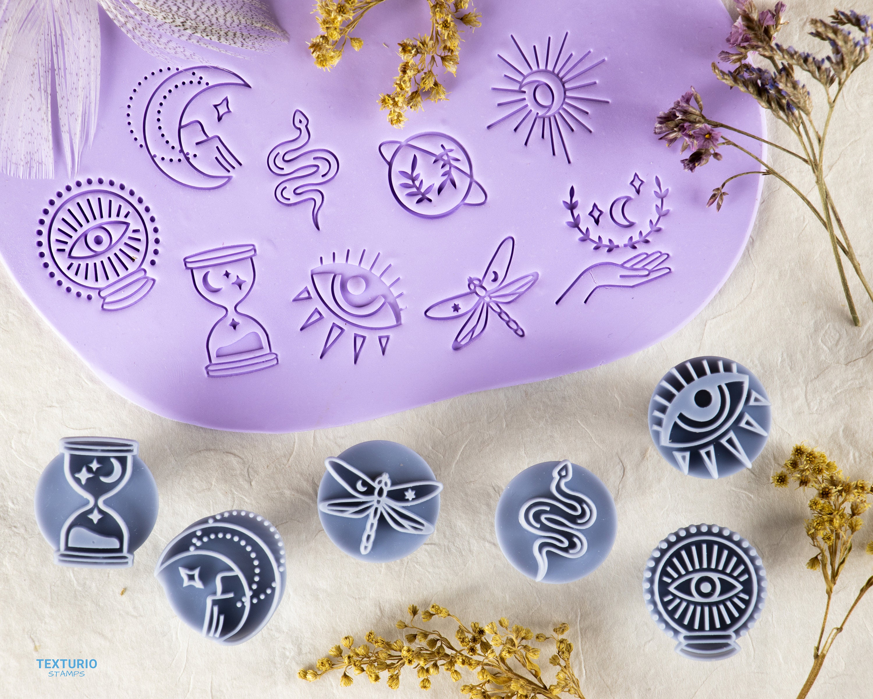 Polymer Clay Stamps Boho Celestial Embossing Stamps Trendy Soap