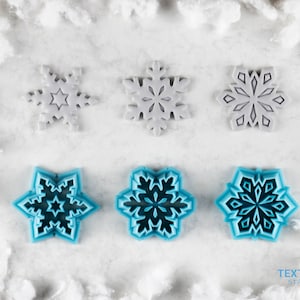 Snowflake clay cutter I Texturio clay cutters for polymer clay cutter I Cutter for clay cutter set I Polymer clay tools I Snowflake cutter image 1