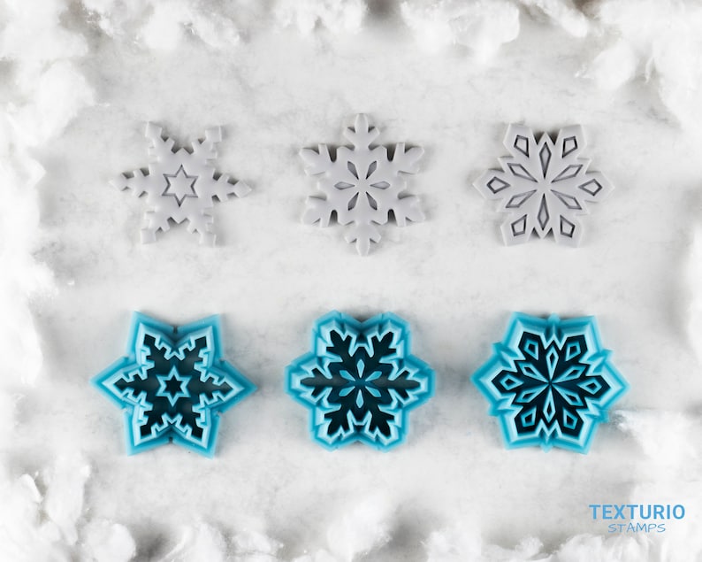 Snowflake clay cutter I Texturio clay cutters for polymer clay cutter I Cutter for clay cutter set I Polymer clay tools I Snowflake cutter image 1