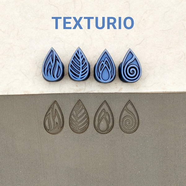 Texturio pottery stamps, Polymer clay tools, Soap stamp, Clay sculpting pottery tools, Clay texture stamp, Four elements small drop stamps