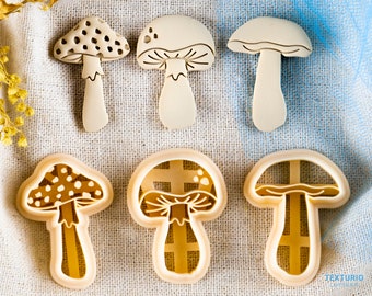 Mushroom Woodland cutter I Texturio polymer clay cutter for polymer clay I Clay earring cutters for clay cutter set I Polymer clay tools
