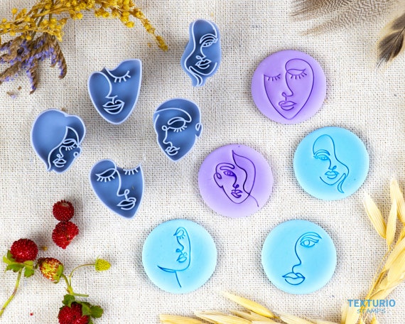 Abstract Face Stamp Set I Polymer Clay Stamp I Pottery Stamp I