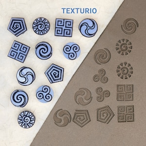 Timbri Texturio per ceramica, Timbri per ceramica, Strumenti per argilla polimerica, Timbro per sapone, Strumenti per scolpire la ceramica, Texture di argilla, Set di timbri a forma di spirale