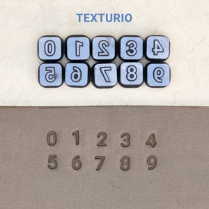 Timbri in ceramica Texturio, Strumenti in argilla polimerica, Timbro sapone, Strumenti in ceramica per scolpire in argilla, Timbri a trama in argilla, Set di francobolli Roboto numeri 6 mm
