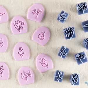 Flower Polymer Clay Stamps I Pottery stamps I Polymer Clay Tools I Clay stamps for pottery tools I Texturio Clay Embossing Stamps zdjęcie 1