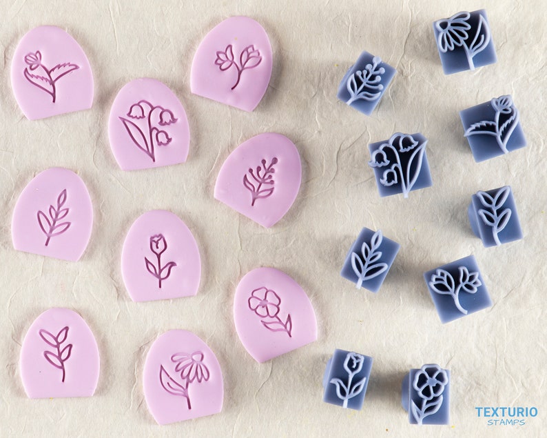 Flower Polymer Clay Stamps I Pottery stamps I Polymer Clay Tools I Clay stamps for pottery tools I Texturio Clay Embossing Stamps zdjęcie 1