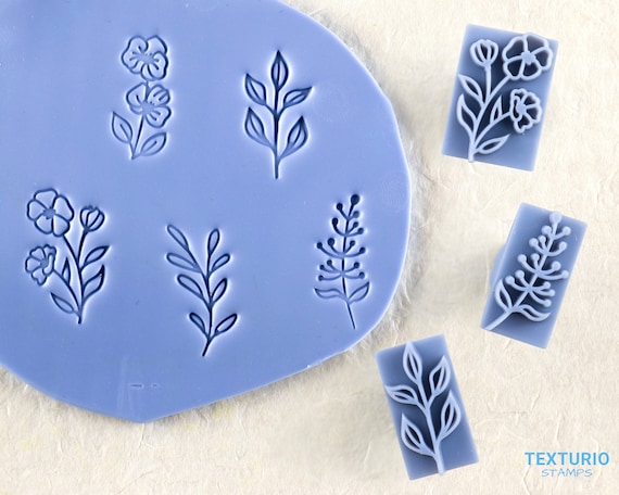 Botanical Polymer Clay Stamps, Leaf Clay Embossing Texture Stamp