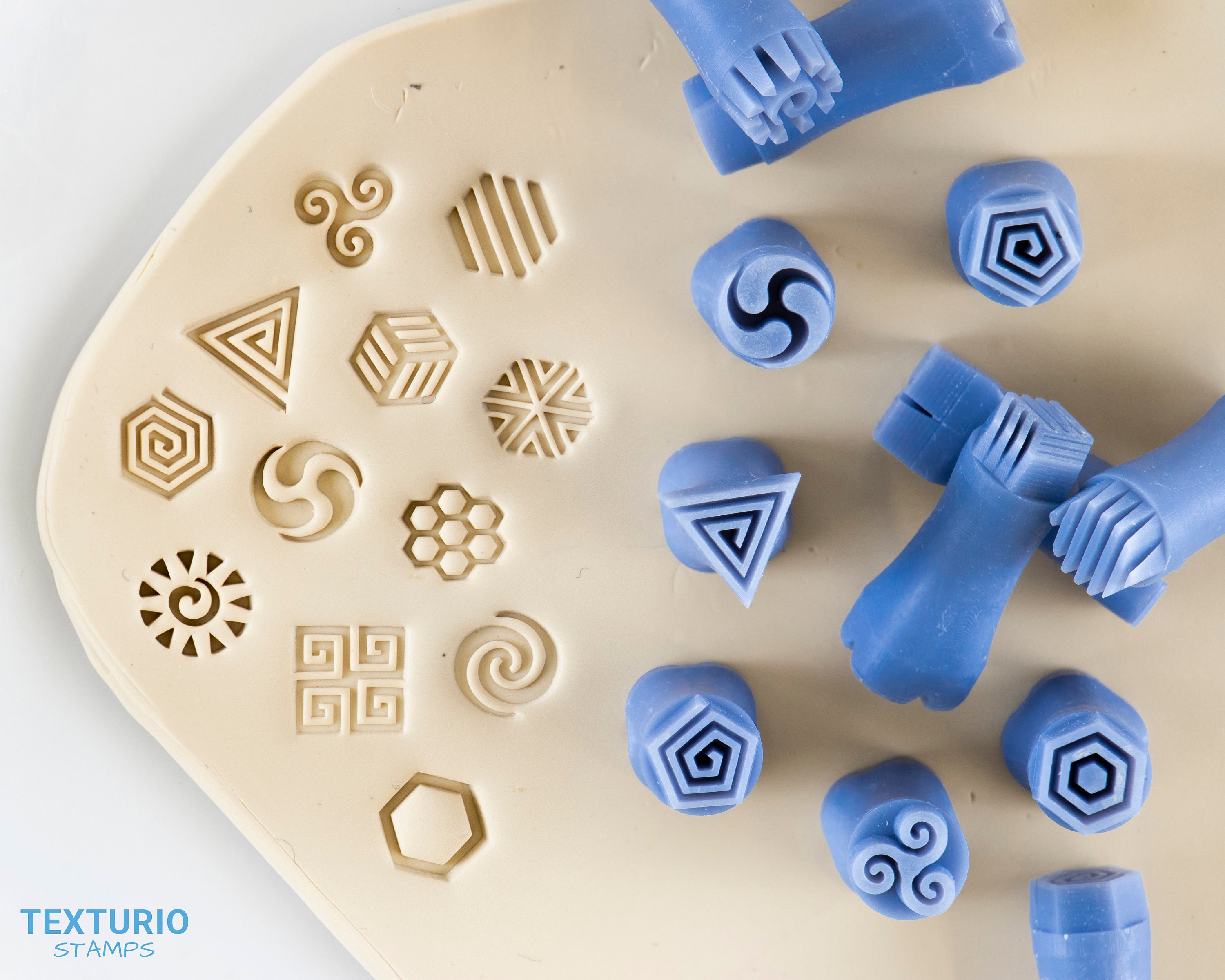 Spiral Stamp, Geometric Stamp I Pottery Stamp Set I Polymer Clay Stamp I Embossing Stamp I Polymer Clay Tools I Pottery Tools I Clay Stamps
