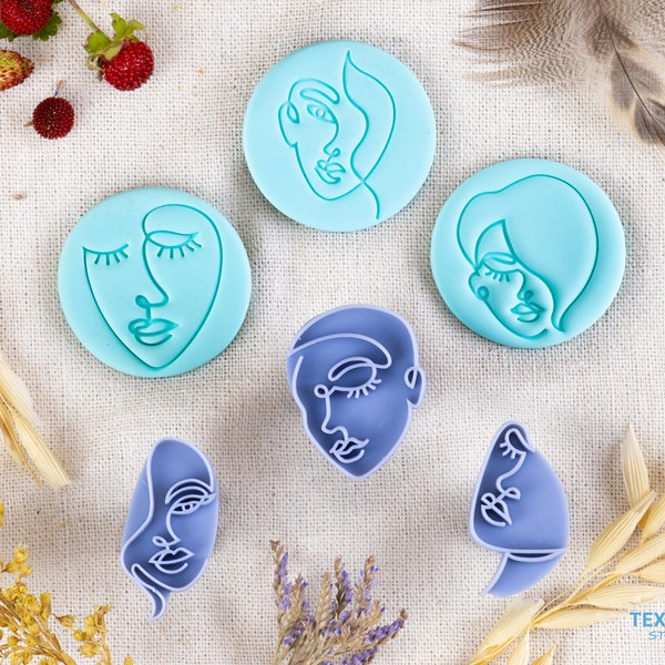 Woman Face Stamp Set I Polymer Clay Stamp I Pottery stamp I Polymer Clay Tools I Clay stamps for pottery tools I Texturio Clay Embossing