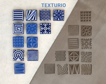 Texturio stamps for pottery, Pottery stamps, Polymer clay tools, Soap stamp, Pottery tools, Clay texture, Squares stamps for clay