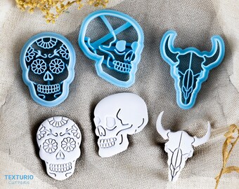 Sugar Skull polymer clay cutter I Texturio clay cutters for polymer clay I Clay earring cutters for clay cutter set I Polymer clay tools