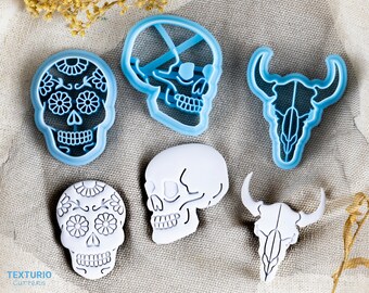 Sugar Skull Polymer Clay Ausstecher I Texturio Clay Ausstechformen für Clay I Clay Ohrring Ausstecher für Clay Clay Cutter Set I Polymer Clay Werkzeuge