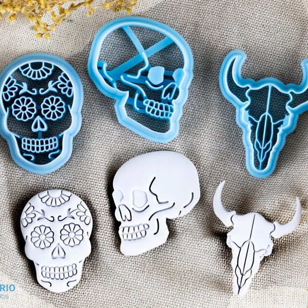 Sugar Skull polymer clay cutter I Texturio clay cutters for polymer clay I Clay earring cutters for clay cutter set I Polymer clay tools