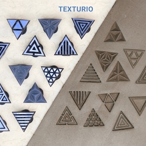 Timbres Texturio pour poterie, Timbres de poterie, Outils en argile polymère, Timbre de savon, Outils de poterie sculptante, Texture d’argile, Ensemble de timbres triangle