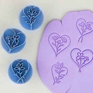 Floral Heart Stamp Set I Polymer Clay Stamp I Pottery Stamp I Polymer Clay Tool I Stamps for Pottery Tools I Texturio Embossing Stamp