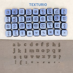 Sellos de cerámica Texturio, Herramientas de arcilla polimérica, Sello de jabón, Herramientas de cerámica para esculpir arcilla, Sellos de textura de arcilla, Juego de sellos Libre en minúsculas de 4 mm