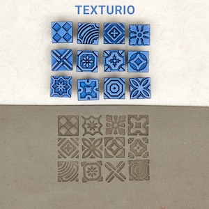 Timbri di ceramica Texturio, strumenti di argilla polimerica, timbro di sapone, strumenti di ceramica per scolpire l'argilla, francobolli di texture di argilla, set di francobolli modello europeo 1