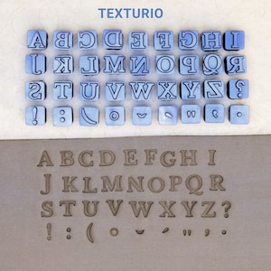 Sellos de cerámica Texturio, Herramientas de arcilla polimérica, Sello de jabón, Herramientas de cerámica para esculpir arcilla, Sellos de textura de arcilla, Conjunto de sellos Libre mayúsculas de 10 mm