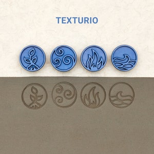 Timbri di ceramica Texturio, strumenti di argilla polimerica, timbro di sapone, strumenti di ceramica per scolpire l'argilla, timbro di texture di argilla, quattro elementi grandi francobolli circolari