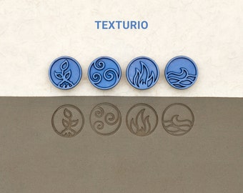 Texturio-Keramikstempel, Polymer-Tonwerkzeuge, Seifenstempel, Tonskulptur-Töpferwerkzeuge, Tontexturstempel, Vier Elemente große kreisförmige Stempel