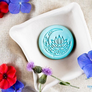 Boho Moon Lotus Stamp I Polymer Clay Stamp I Pottery Stamp I Polymer Clay Tool I Stamps for Pottery Tools I Texturio Embossing Stamp image 3