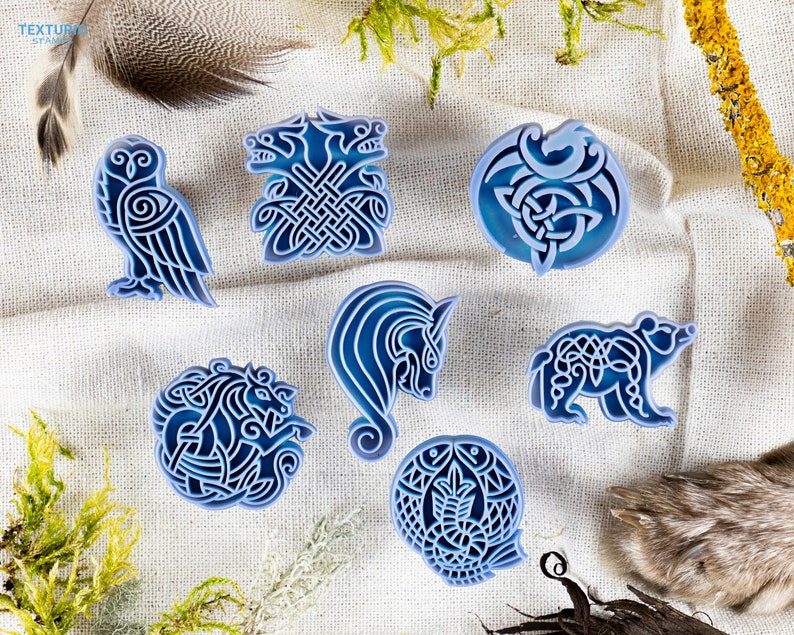 Celtic Animals Stamp Set I Polymer Clay Stamp I Pottery Stamp Etsy