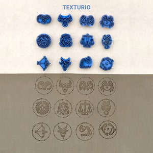 Timbres de poterie Texturio, Outils en argile polymère, Timbre de savon, Outils de poterie de sculpture en argile, Timbre de texture en argile, Ensemble de timbres Astrologie Zodiaque