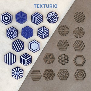 Timbri Texturio per ceramica, Timbri per ceramica, Strumenti per argilla polimerica, Timbro per sapone, Strumenti per scolpire la ceramica, Texture di argilla, Set di timbri esagonali