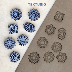 Francobolli Texturio per ceramica, francobolli per ceramica, strumenti di argilla polimerica, timbro di sapone, strumenti di ceramica per scolpire, trama di argilla, set di timbri Chakras