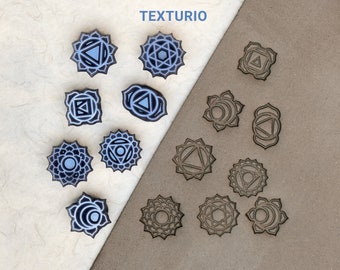 Texturio stamps for pottery, Pottery stamps, Polymer clay tools, Soap stamp, Sculpting pottery tools, Clay texture, Chakras stamp set