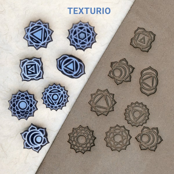 Texturio stamps for pottery, Pottery stamps, Polymer clay tools, Soap stamp, Sculpting pottery tools, Clay texture, Chakras stamp set