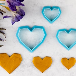 Geometric heart polymer clay cutter I Texturio cutters for polymer clay I Diy earrings I Polymer clay tools I Textured Cutters