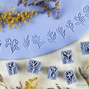 Flower Polymer Clay Stamps I Pottery stamps I Polymer Clay Tools I Clay stamps for pottery tools I  Texturio Clay Embossing Stamps