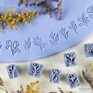 Botanical Polymer Clay Stamps, Leaf Clay Embossing Texture Stamp