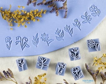 Flower Polymer Clay Stamps I Pottery stamps I Polymer Clay Tools I Clay stamps for pottery tools I  Texturio Clay Embossing Stamps