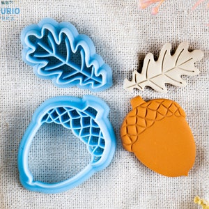 Fall Leaf Acorn polymer clay cutter I Texturio clay cutters for polymer clay I Clay earring cutters for clay cutter set I Polymer clay tools