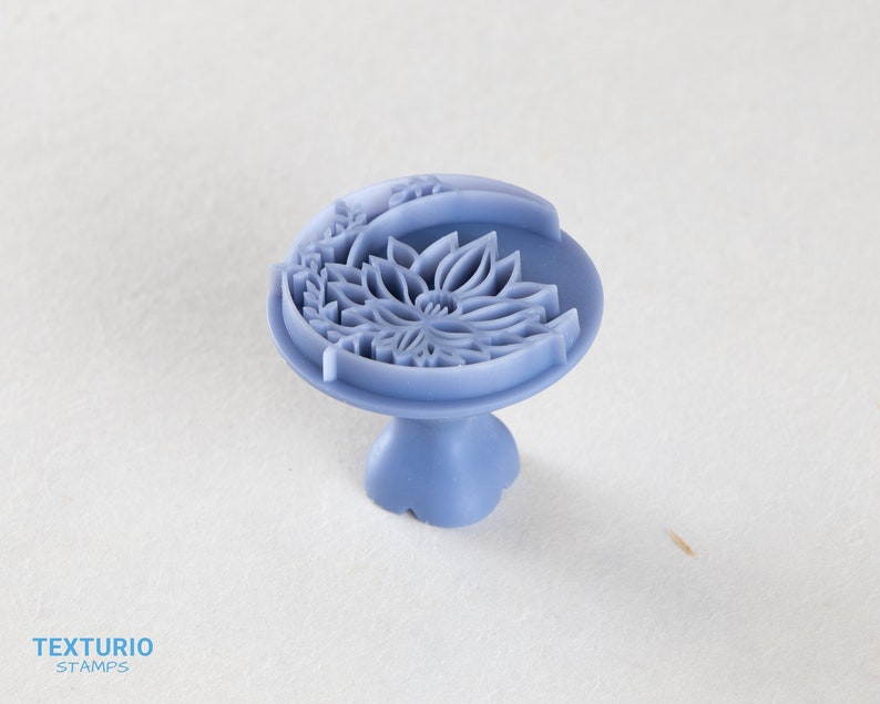 Boho Moon Lotus Stamp I Polymer Clay Stamp I Pottery Stamp I Polymer Clay Tool I Stamps for Pottery Tools I Texturio Embossing Stamp image 2