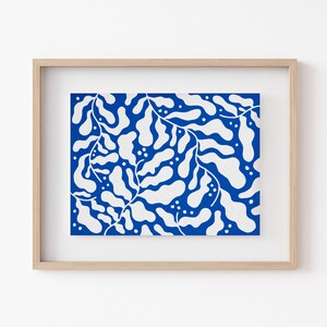 Blaues abstraktes Blatt Druck, Modernes botanisches Poster, abstraktes Blatt druckbare Kunst, digitaler Download
