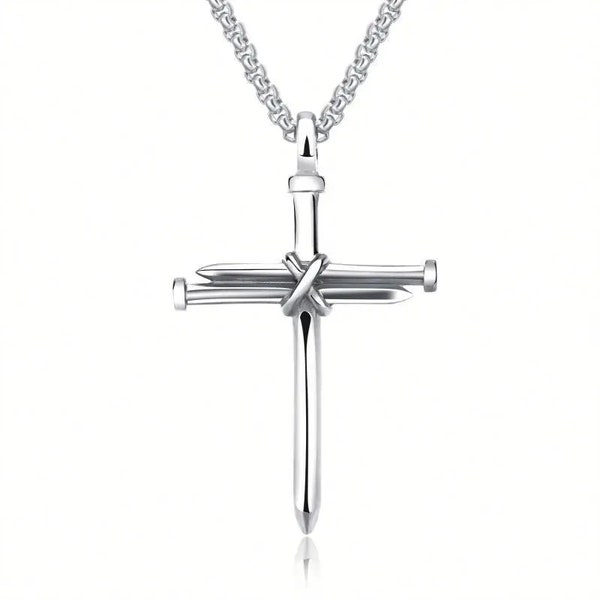 Cross Nail Pendant Necklace, Christian Jewelry, Cross Pendant, Minimalist Necklace, Crucifixion Necklace, Remembrance Gift, Cross Necklace