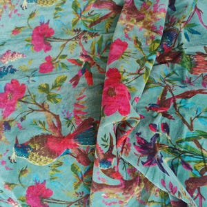 Cotton Velvet Fabric for Upholstery / DIY/ Dresses -Birds of Paradise Green