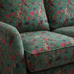 コットンベルベット生地（布張り・DIY・ドレス用） - Birds of Paradise Green