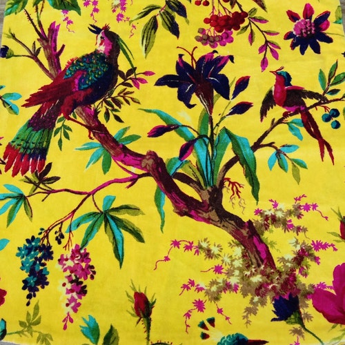 Cotton Velvet Fabric for Upholstery / DIY/ Dresses birds of Etsy