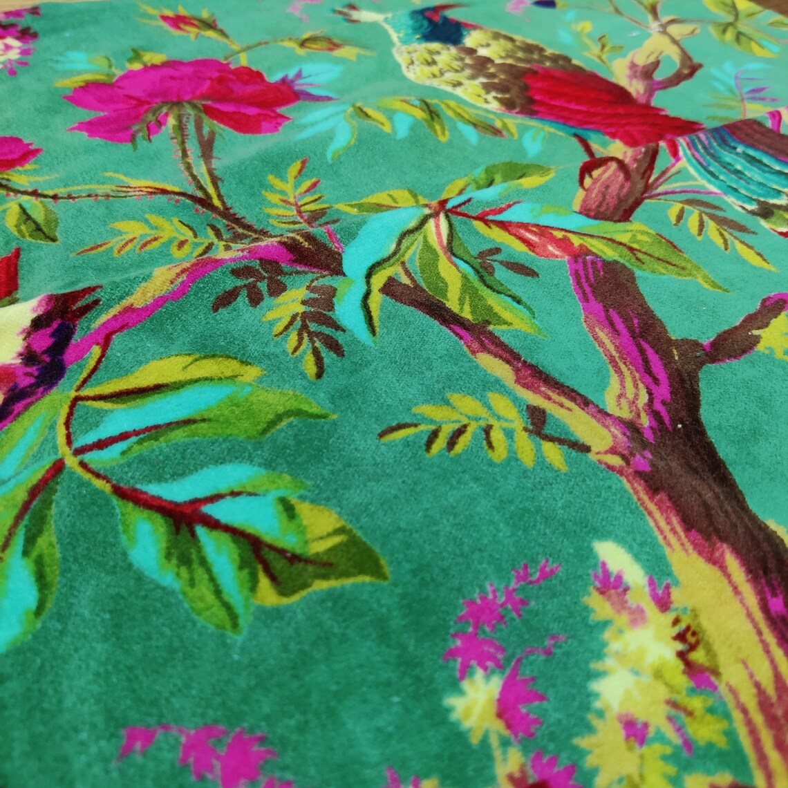Cotton Velvet Fabric for Upholstery / DIY/ Dresses birds of Etsy