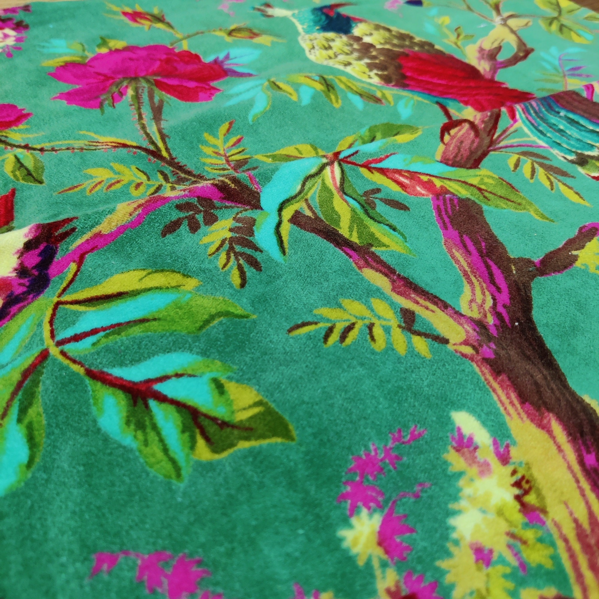 Cotton Velvet Fabric for Upholstery / DIY/ Dresses birds of - Etsy